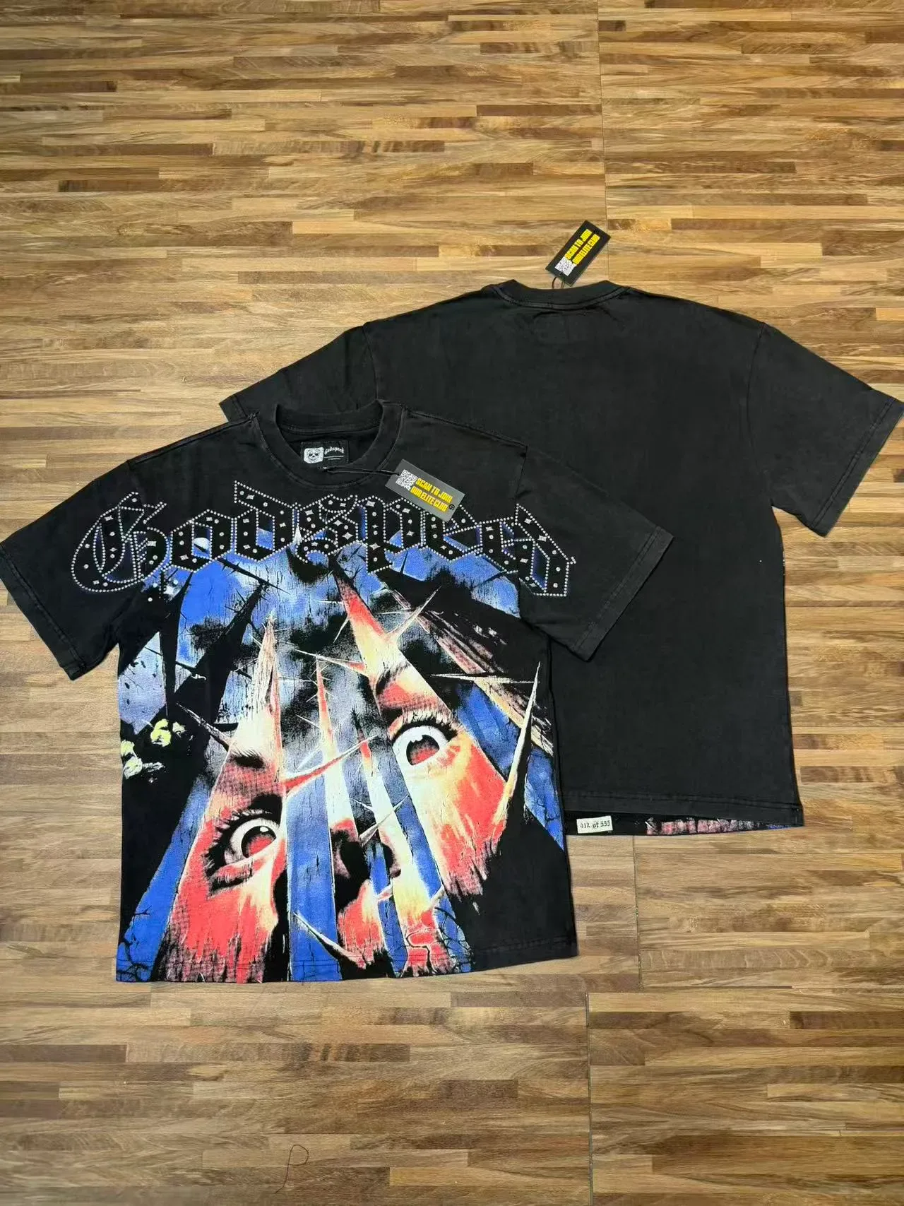 Godspeed 铆钉标志扭曲脸图案印花T恤 9