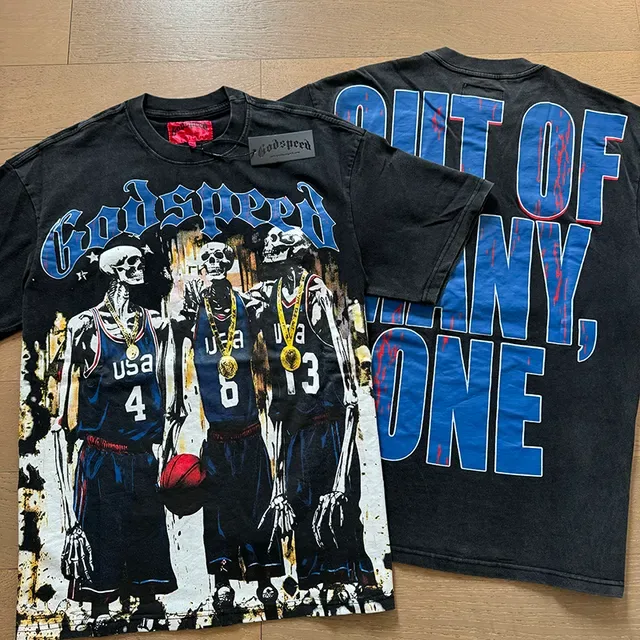 Godspeed Skeleton Basketball Graphic Print Black T-Shirt 7