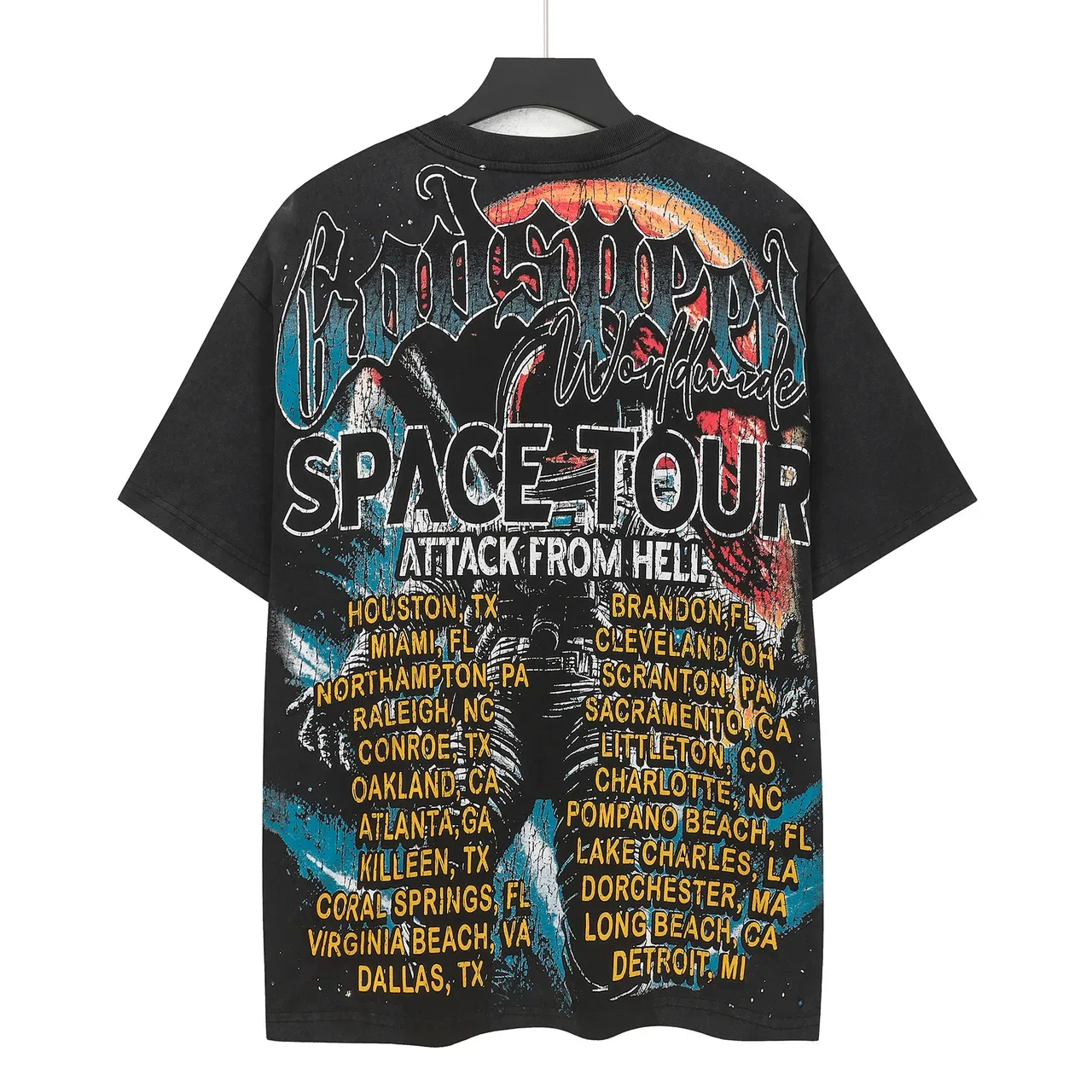 Godspeed Space Tour Attack From Hell ग्राफिक टी-शर्ट 3