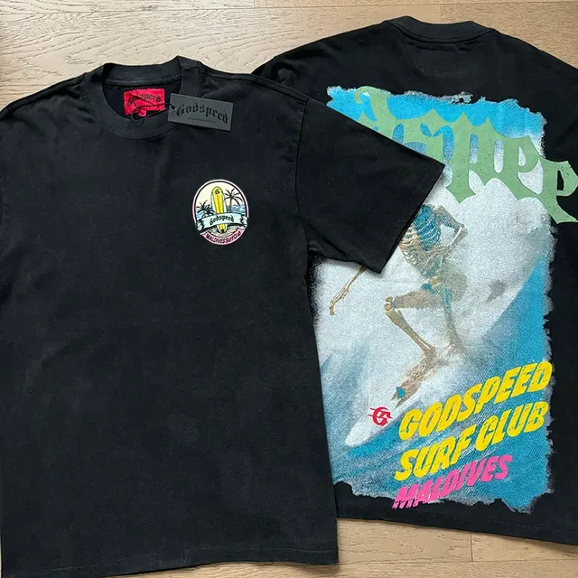 تيشيرت Godspeed Surf Club Maldives جرافيك أوفرسايز أسود 4