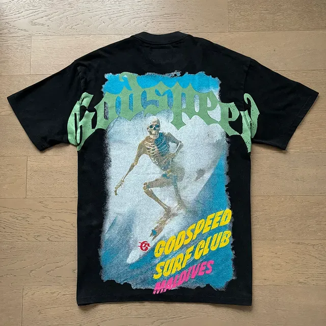 تيشيرت Godspeed Surf Club Maldives جرافيك أوفرسايز أسود 7