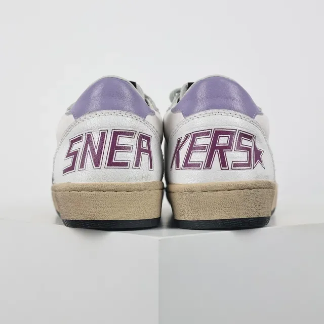 Golden Goose Super-Star أبيض بنفسجي لامع تطبيق تمزق قاعدة مطاطية أحذية رياضية أسلوب حياة 8