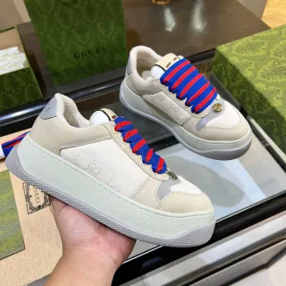 Gucci Ace بيج متعدد الألوان GG Monogram كانفاس Interlocking G Hardware أحذية رياضية نمط حياة