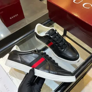 Gucci Ace Black and Red Web Stripe Lifestyle Sneakers