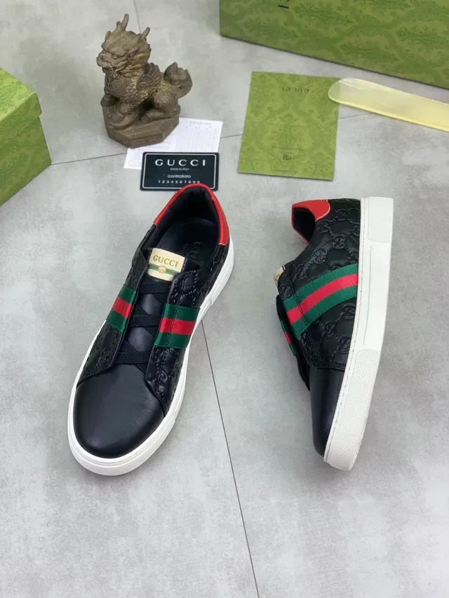 Gucci Ace Black Red Green Web Stripe Lifestyle Sneakers 5