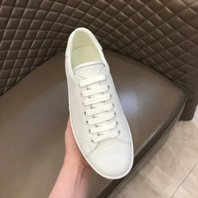 Gucci Ace Perforated Monogram White Lifestyle Sneakers 3