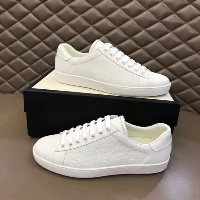 Gucci Ace Perforated Monogram White Lifestyle Sneakers 5