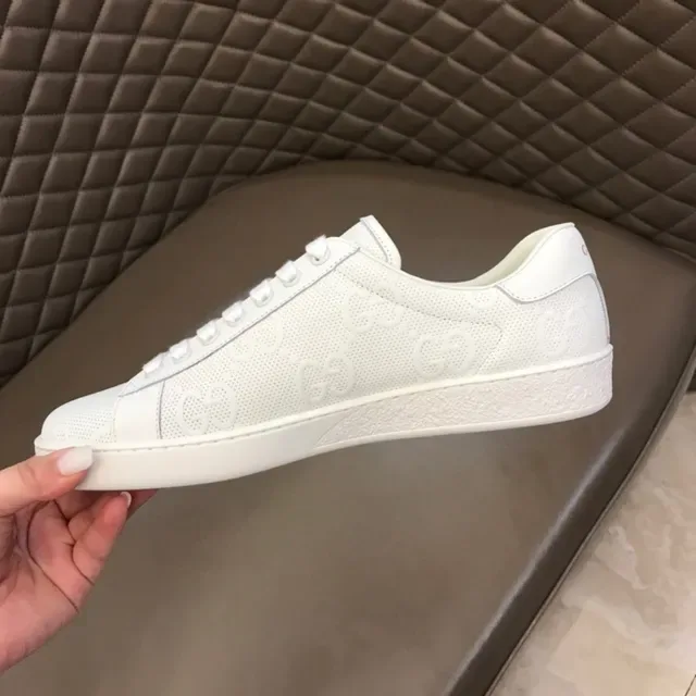 Gucci Ace Perforated Monogram White Lifestyle Sneakers 8