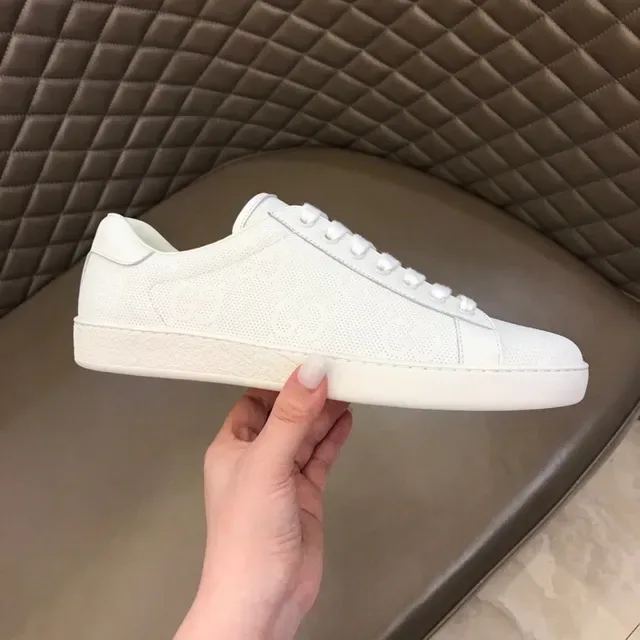 Gucci Ace Perforated Monogram White Lifestyle Sneakers 9