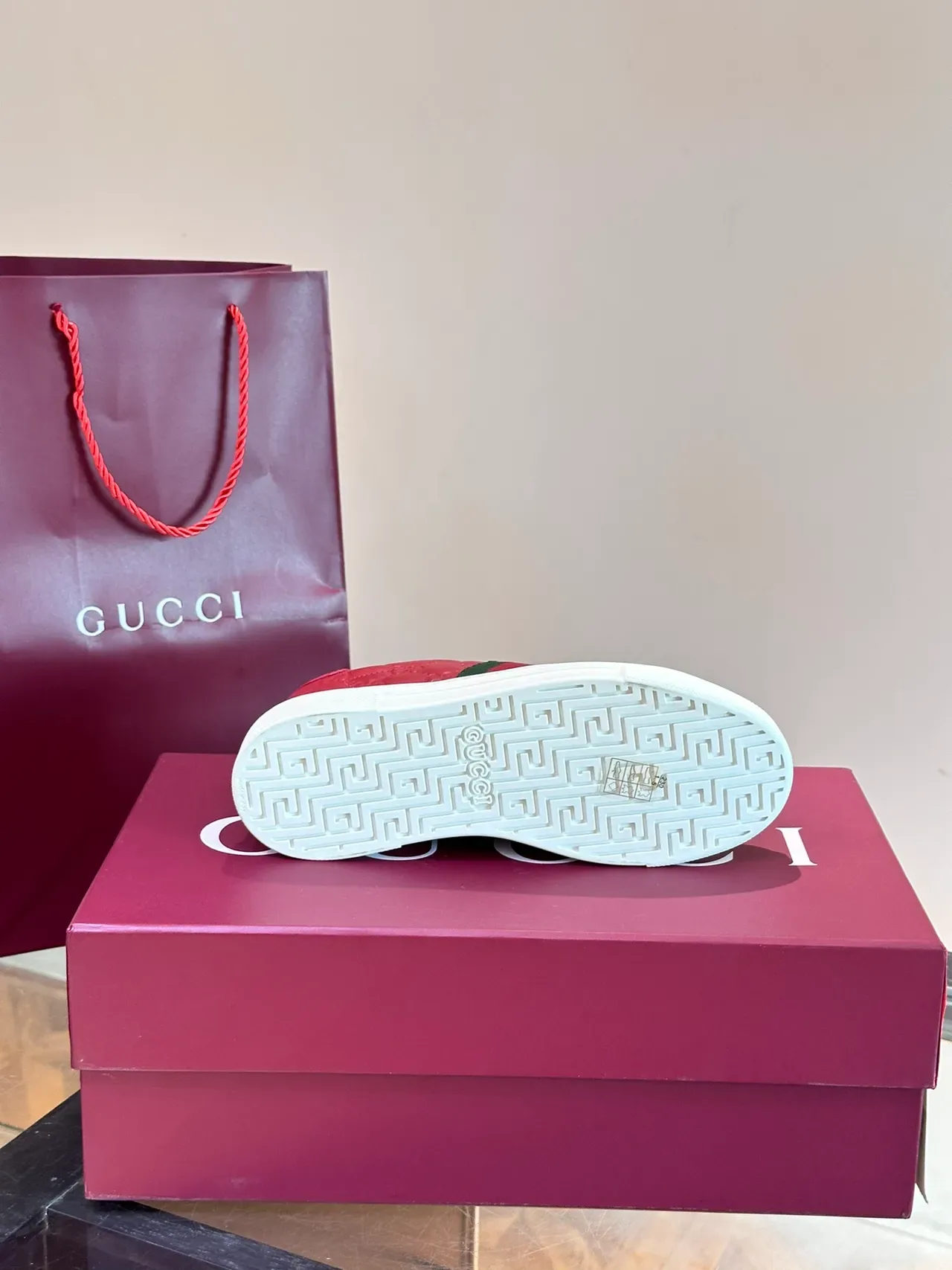 Gucci Ace Red Leather Web Stripe Lifestyle Sneakers 2