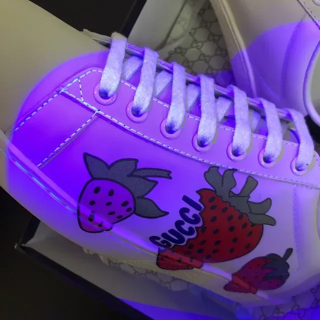 Gucci Ace Strawberry Print White Lifestyle Sneakers 6