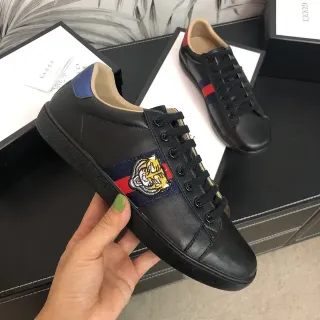 Gucci Ace Tiger Embroidered Web Stripe Black Lifestyle Sneakers