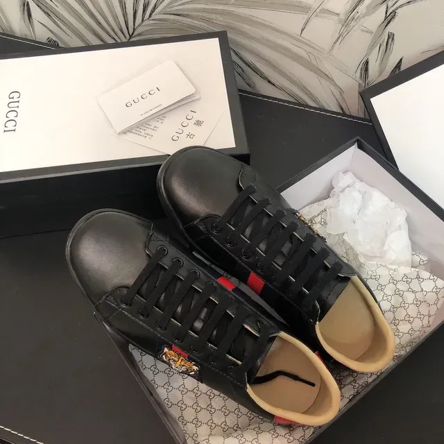 Gucci Ace Tiger Embroidered Web Stripe Black Lifestyle Sneakers 5