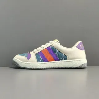 Gucci Ace Web Stripe Off-White Purple Orange Blue Lifestyle Sneakers