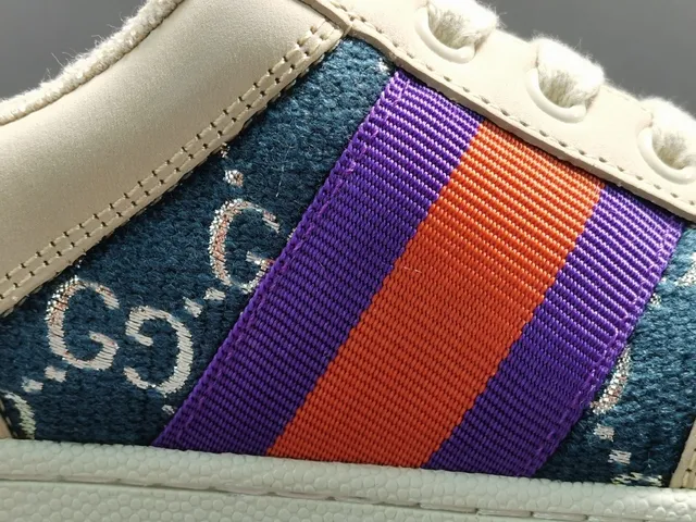 Gucci Ace Web Stripe Off-White Purple Orange Blue Lifestyle Sneakers 4
