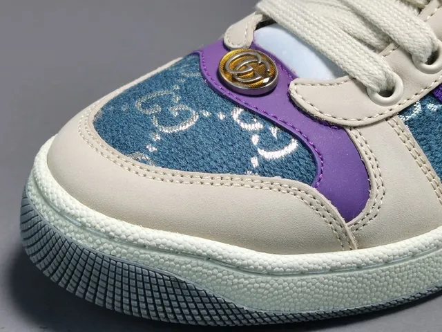 Gucci Ace Web Stripe Off-White Purple Orange Blue Lifestyle Sneakers 8