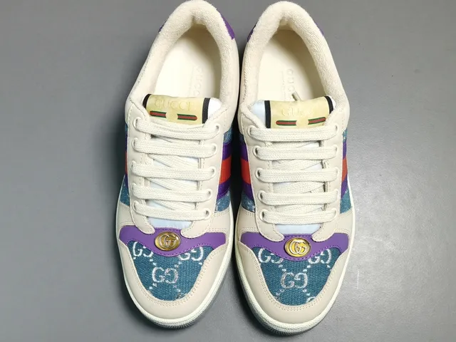 Gucci Ace Web Stripe Off-White Purple Orange Blue Lifestyle Sneakers 11
