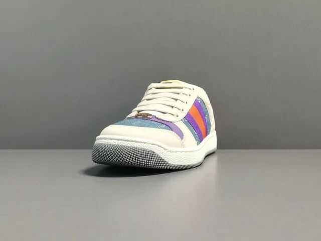 Gucci Ace Web Stripe Off-White Purple Orange Blue Lifestyle Sneakers 12