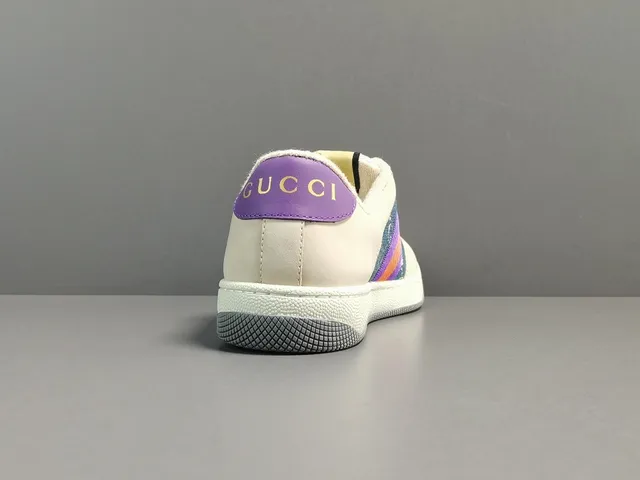 Gucci Ace Web Stripe Off-White Purple Orange Blue Lifestyle Sneakers 13