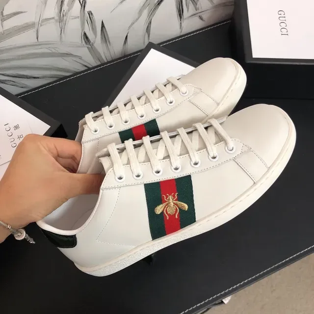 Gucci Ace Blanc Vert Rouge Rayures Web Broderie Abeille Sneakers Lifestyle 5