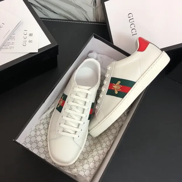Gucci Ace Blanc Vert Rouge Rayures Web Broderie Abeille Sneakers Lifestyle 7