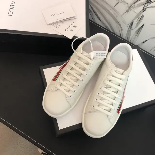 Gucci Ace White Red Green Web Stripe Lifestyle Sneakers 2