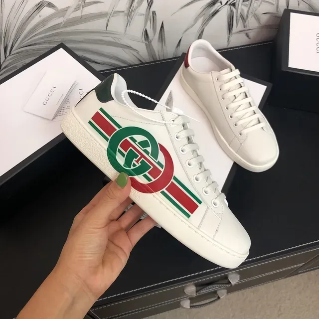Gucci Ace White Red Green Web Stripe Lifestyle Sneakers 5