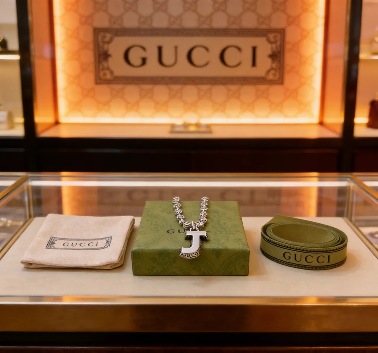Gucci Alphabet 'J' Initial Pendant Necklace 7