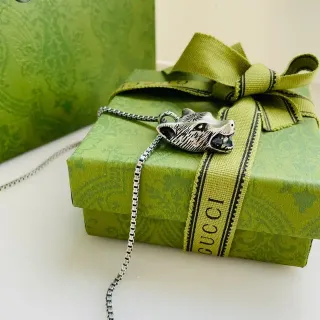 Gucci Animal Head Pendant Silver Necklace