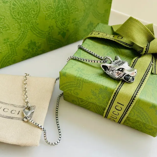 Gucci Animal Head Pendant Silver Necklace 4