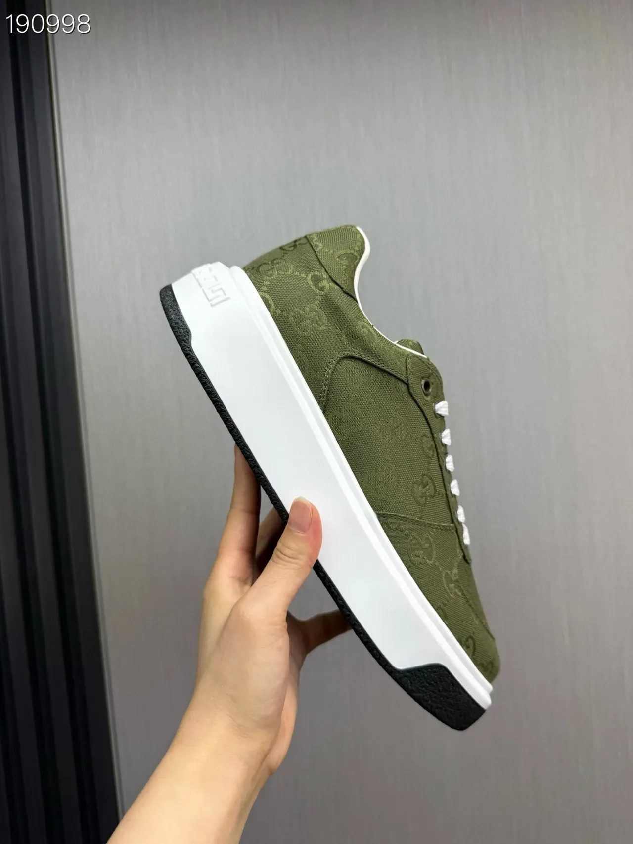 Gucci Army Green White GG Monogram Canvas Platform Sole Lifestyle Sneakers 4