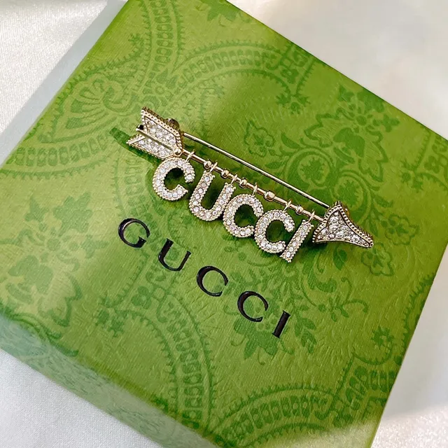 Gucci Arrow Crystal Brooch Houndstooth Blazer 2