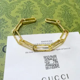 Gucci Bamboo Chain Gold-Tone Rectangular Link Bracelet