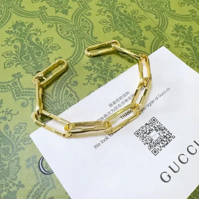 Gucci Bamboo Chain Gold-Tone Rectangular Link Bracelet 6
