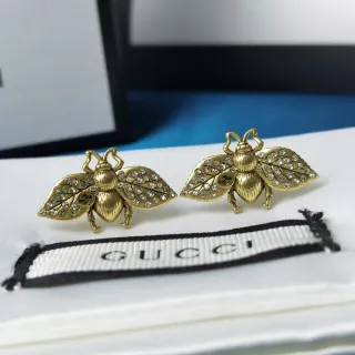 Gucci Bee Crystal-Embellished Gold-Tone Earrings