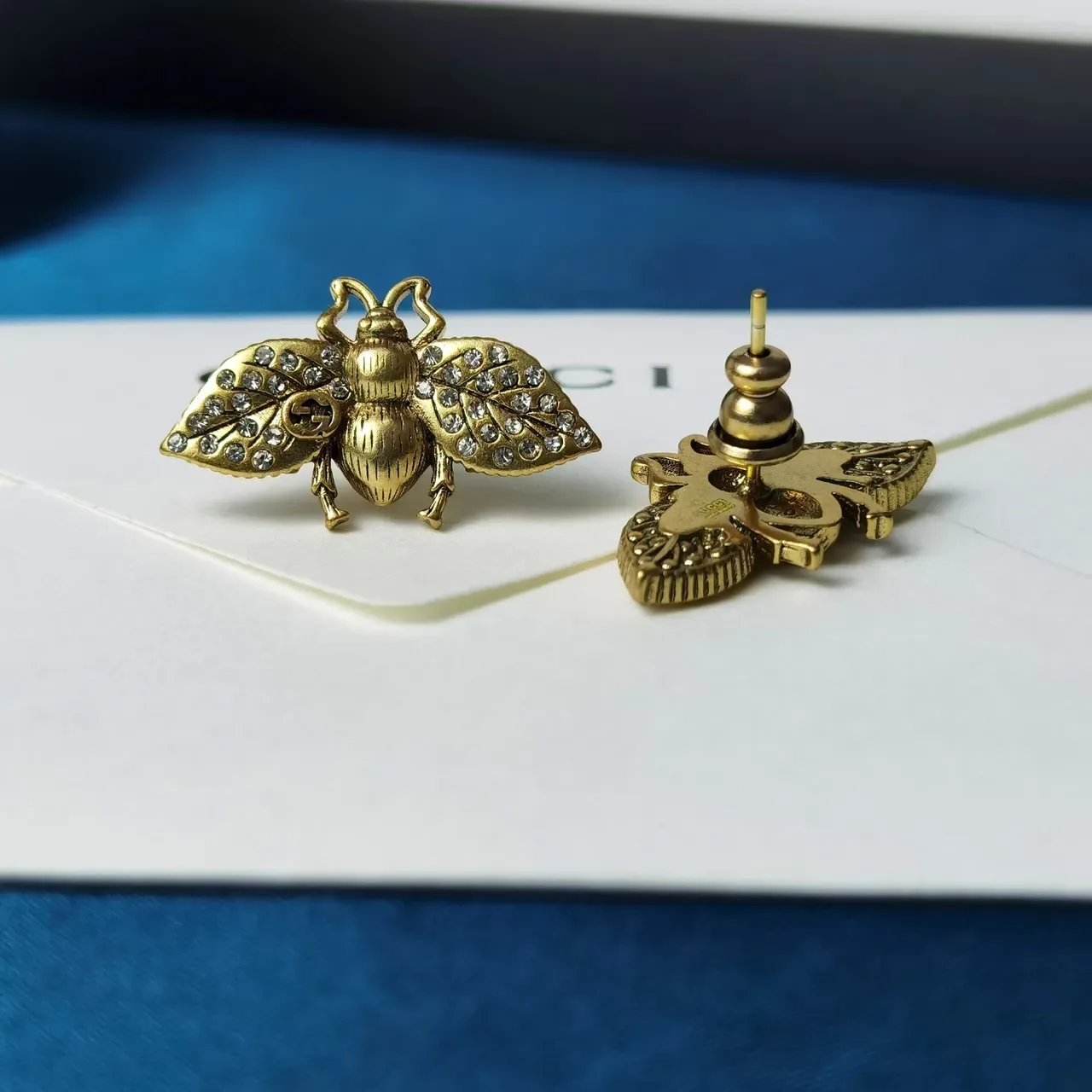 Gucci Bee Crystal-Embellished Gold-Tone Earrings 7