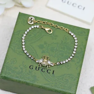 Gucci Motivo de Abeja Pulsera de Cristal y Perla