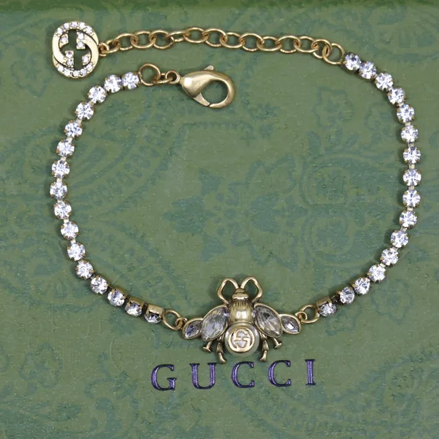 Gucci Bee Motif Crystal and Pearl Bracelet 3