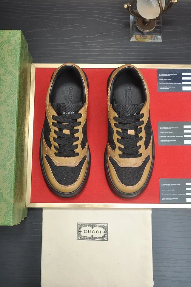 Gucci Beige Noir Semelle Plateforme GG Monogram Canvas Lifestyle Sneakers 2