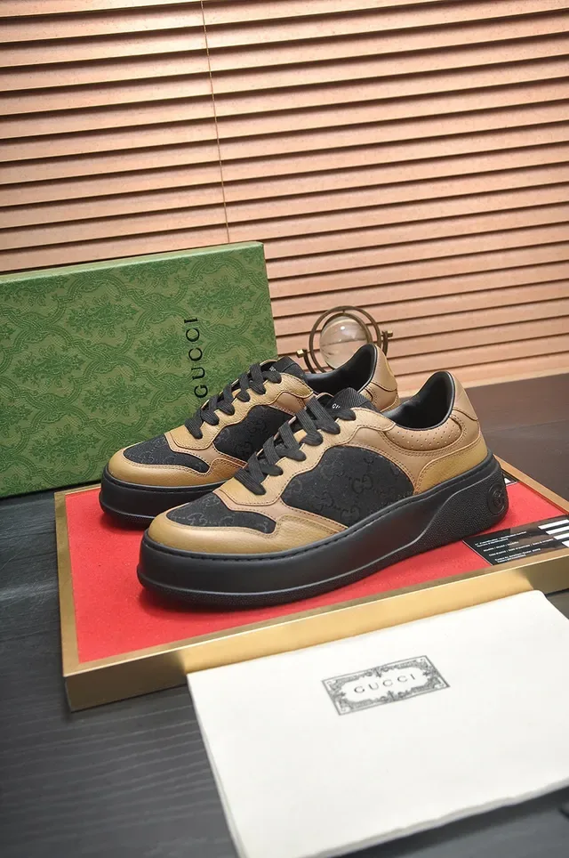 Gucci Beige Noir Semelle Plateforme GG Monogram Canvas Lifestyle Sneakers 4