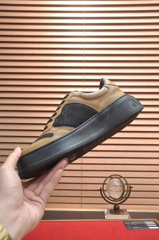 Gucci Beige Noir Semelle Plateforme GG Monogram Canvas Lifestyle Sneakers 5