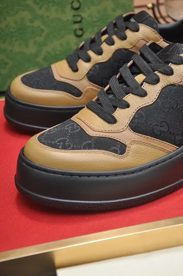 Gucci Beige Noir Semelle Plateforme GG Monogram Canvas Lifestyle Sneakers 8
