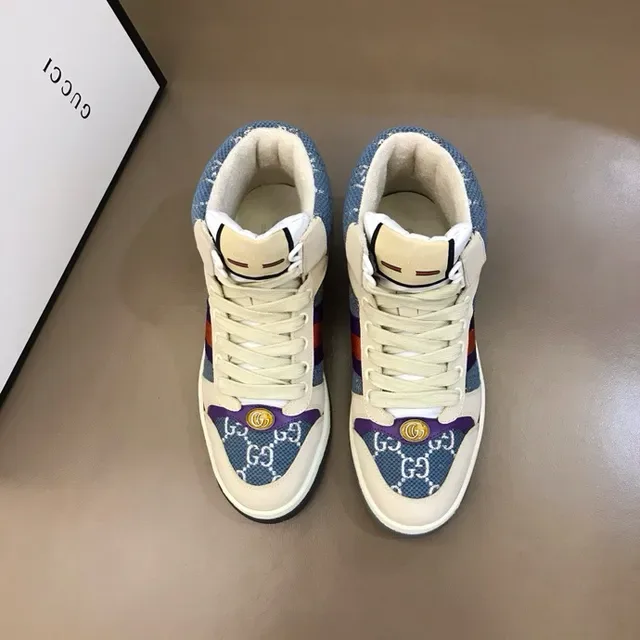 Gucci Beige Blue High-Top GG Monogram Textile Lifestyle Sneakers 8