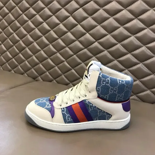 Gucci Beige Blue High-Top GG Monogram Textile Lifestyle Sneakers 9