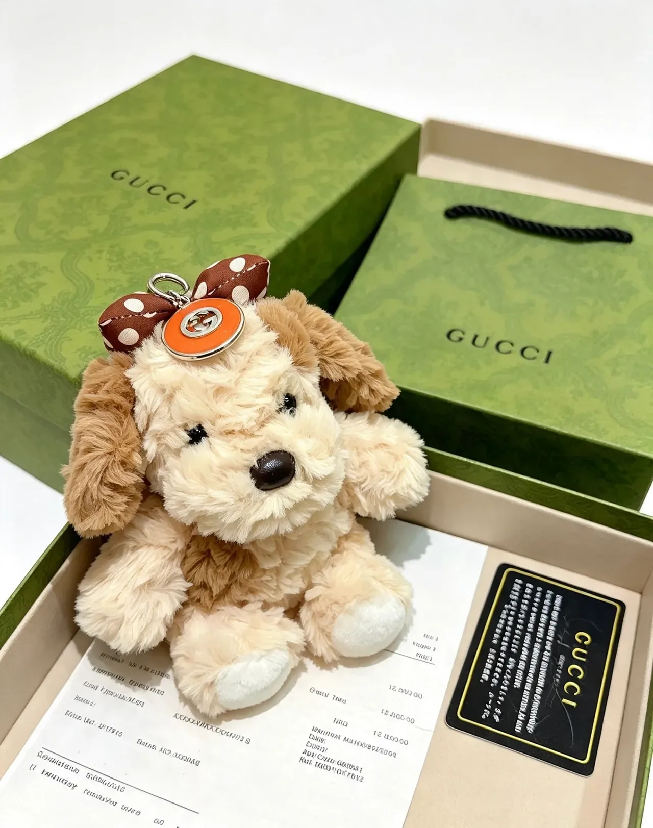 Gucci Beige Brown Plush Dog-Shaped Polka-Dot Bow Handbag 5