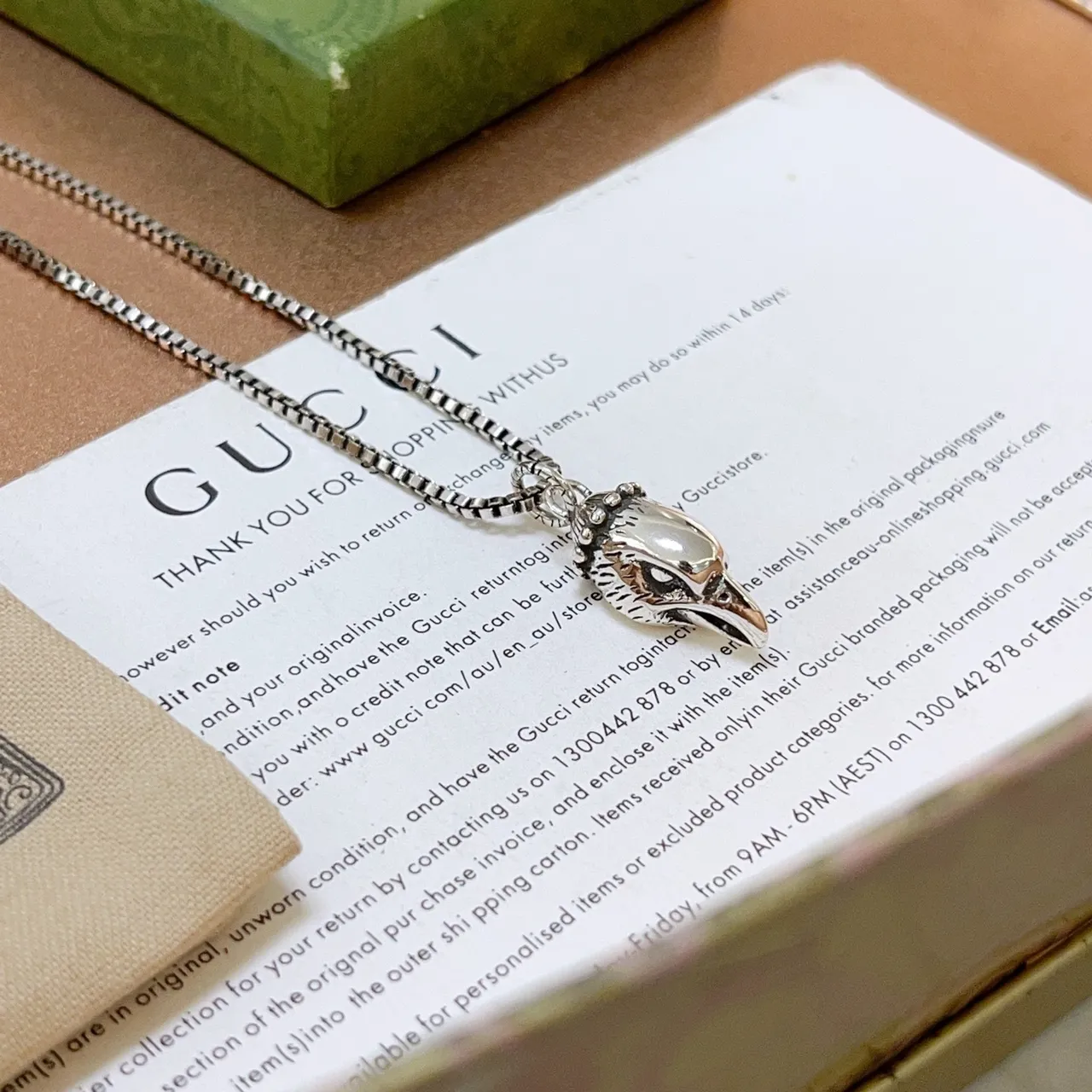 Gucci Bird Head Pendant Box-Link Chain Necklace 3