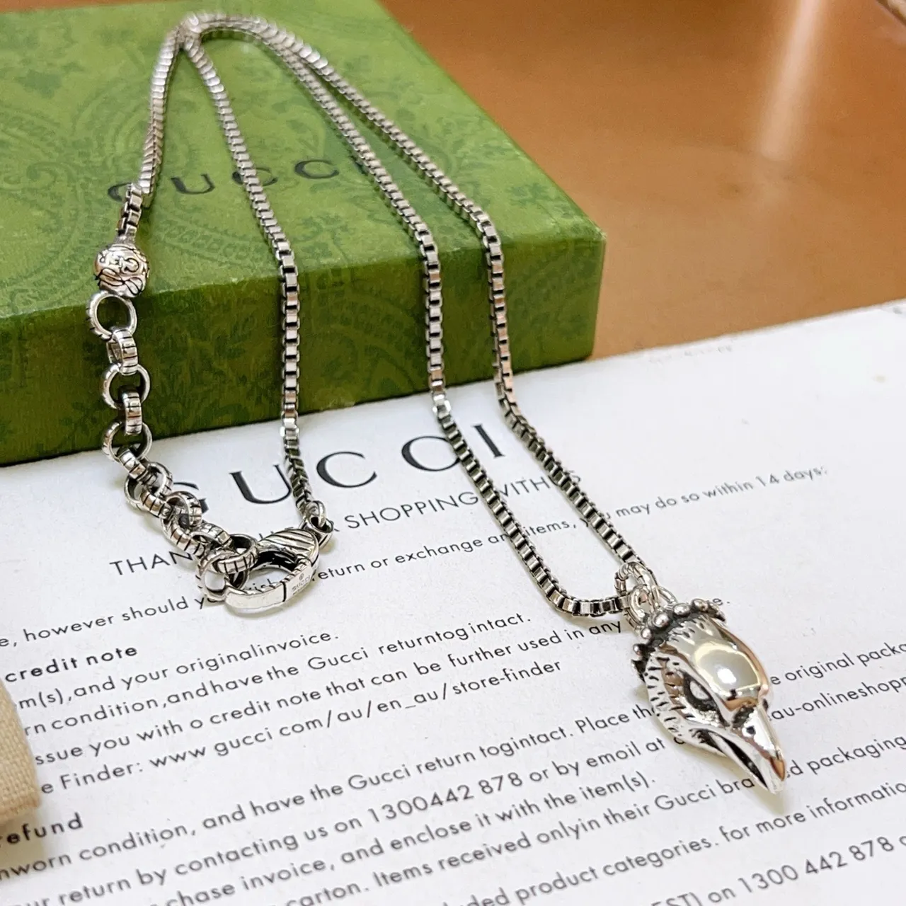 Gucci Bird Head Pendant Box-Link Chain Necklace 5