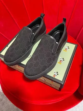 Gucci Black GG Monogram Canvas Slip-On Construction Loafer 3
