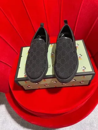 Gucci Black GG Monogram Canvas Slip-On Construction Loafer 4