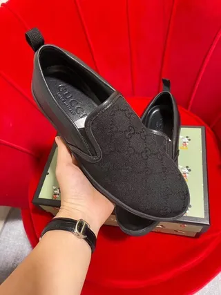 Gucci Black GG Monogram Canvas Slip-On Construction Loafer 6